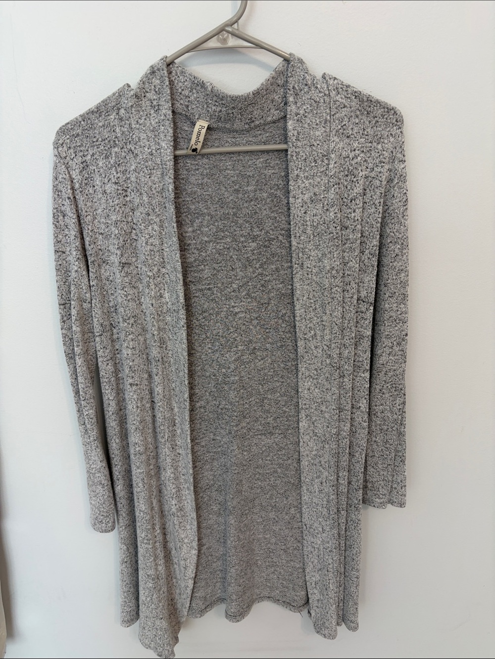 Pomelo Light Grey Open-Front Knit Cardigan